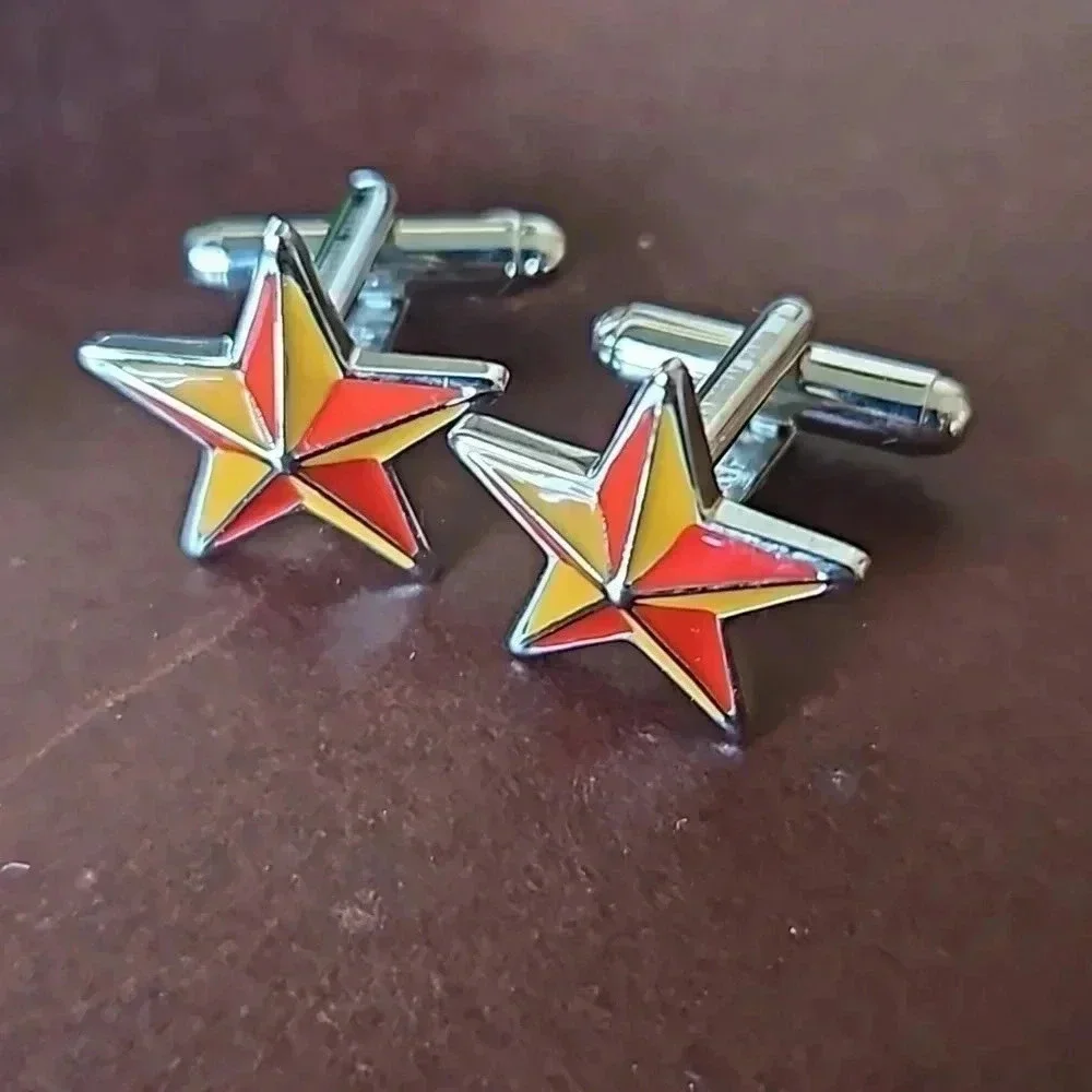 2 Sets of Shanghai Tang Cufflinks: Origami Horse and Red/Orange Stars
